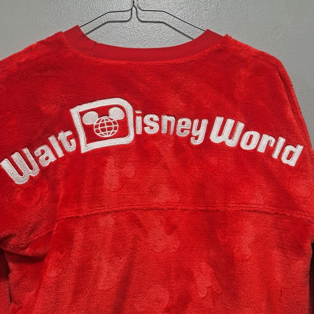 Disney Spirit Jersey Kids Red Fleece Mickey Mouse Walt Disney World Pullover L - Picture 5 of 7